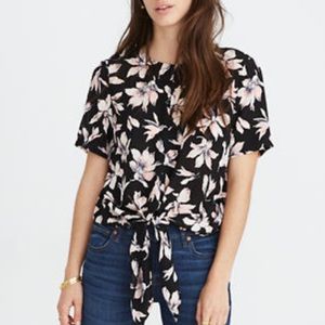 EUC Silk Button-Back Tie Tee Floral Madewell Top!